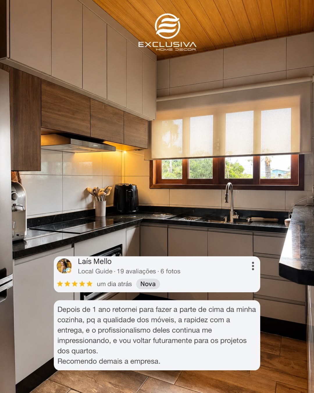 Cozinha planejada da Exclusiva com avaliação 5 estrelas no Google